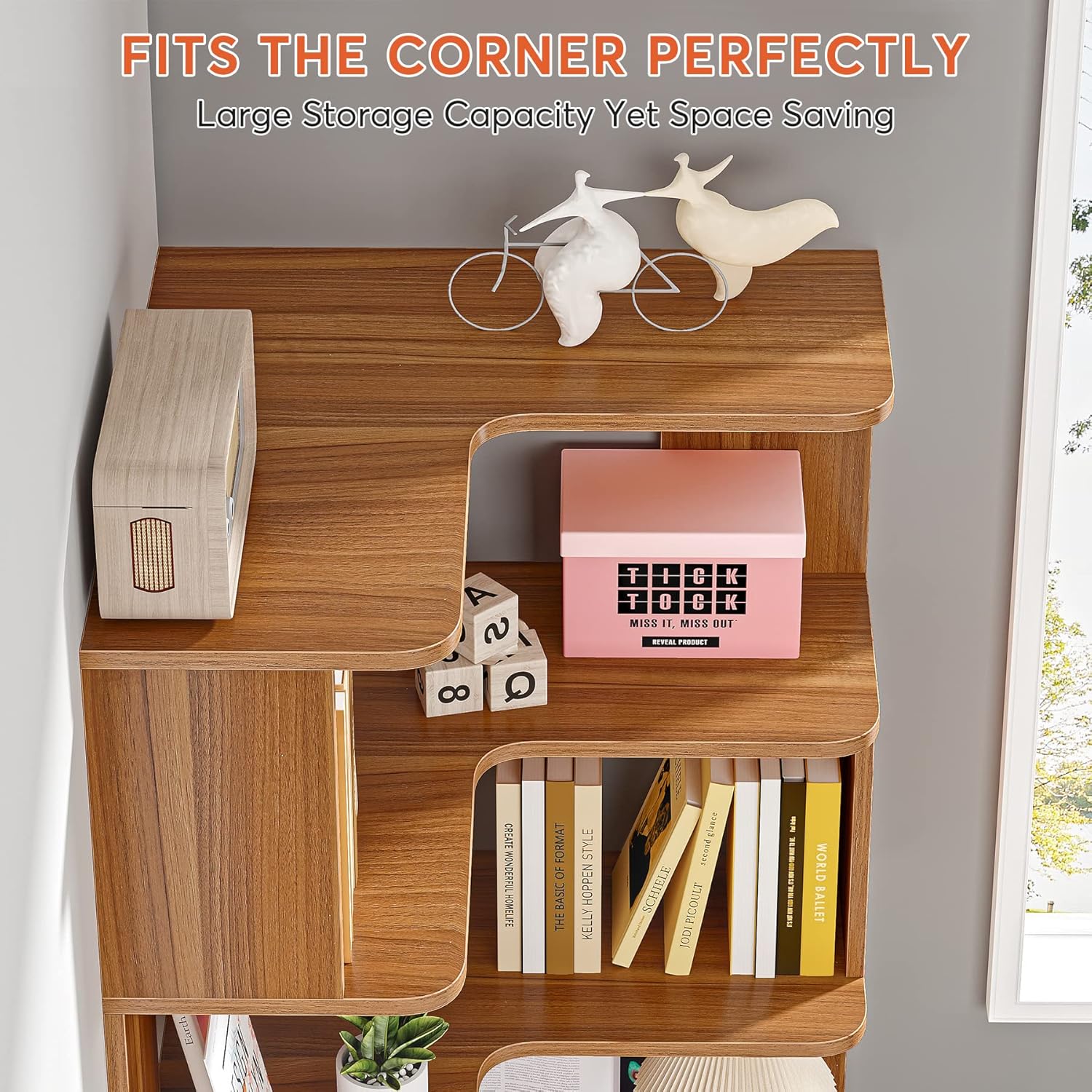 64.96" Tall 6 Tier Corner Bookshelf