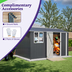 10X8FT Outdoor Steel Storage Shed with Clear Window