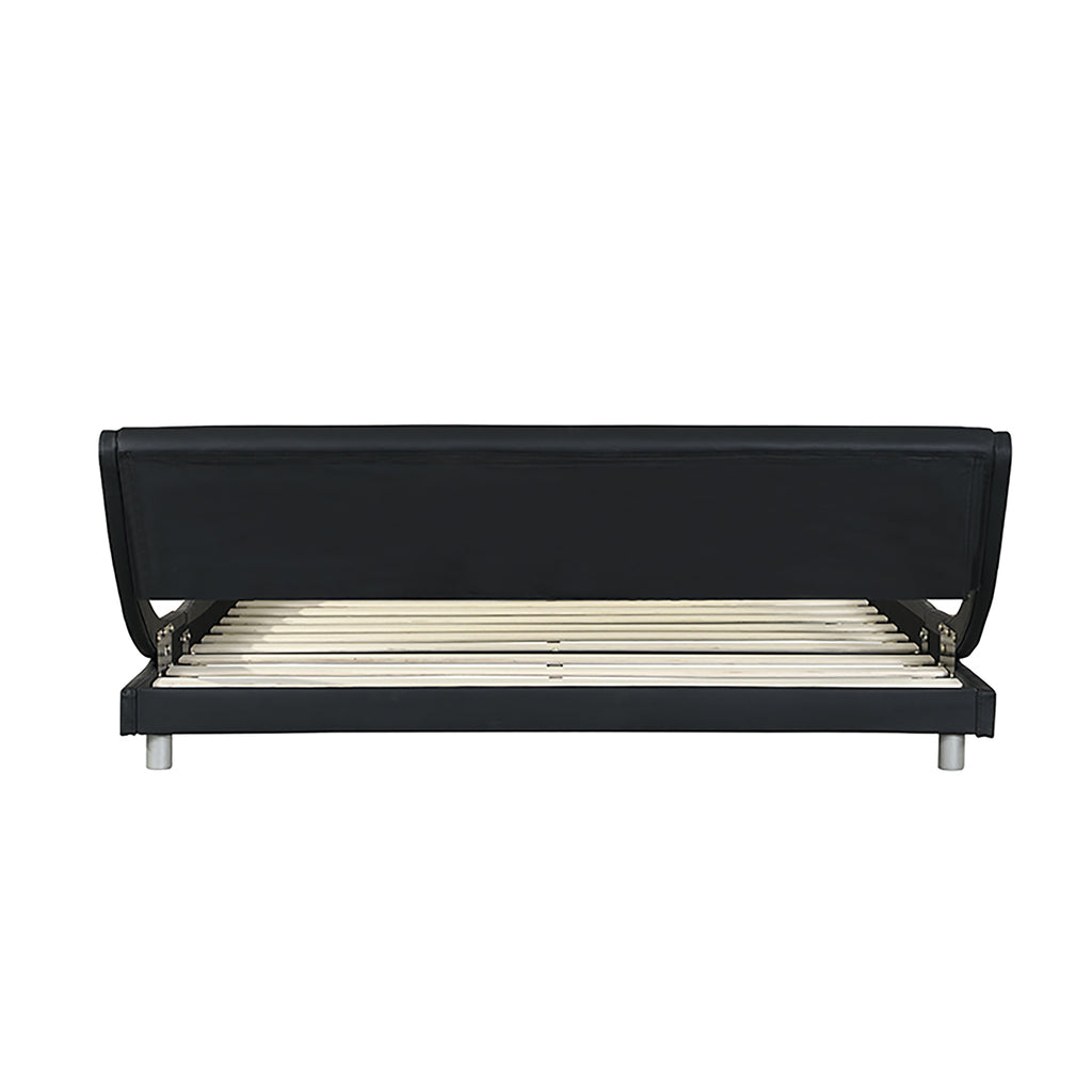 Faux Leather Upholstered Platform Bed Frame with LED Lighting
