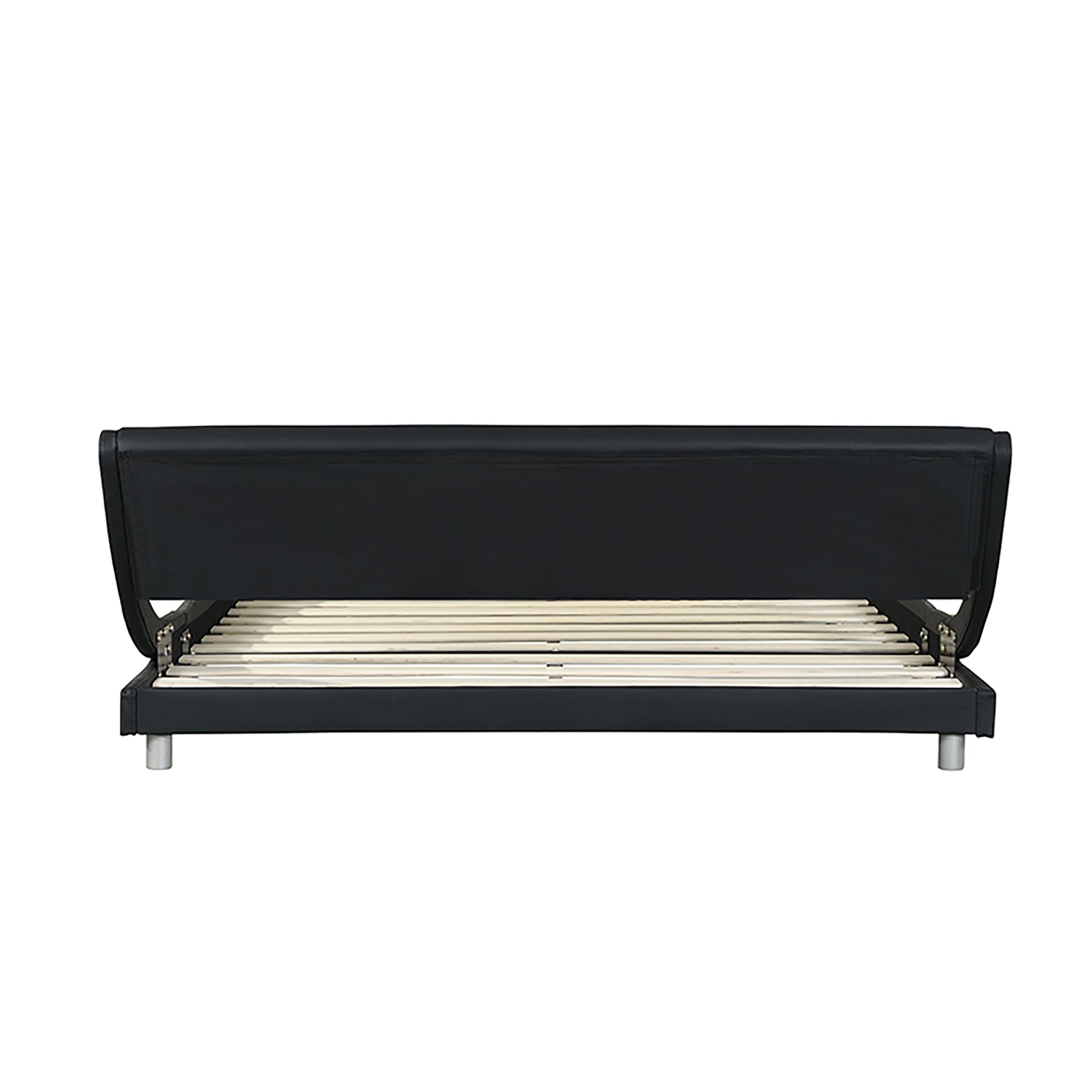 Faux Leather Upholstered Platform Bed Frame with LED Lighting