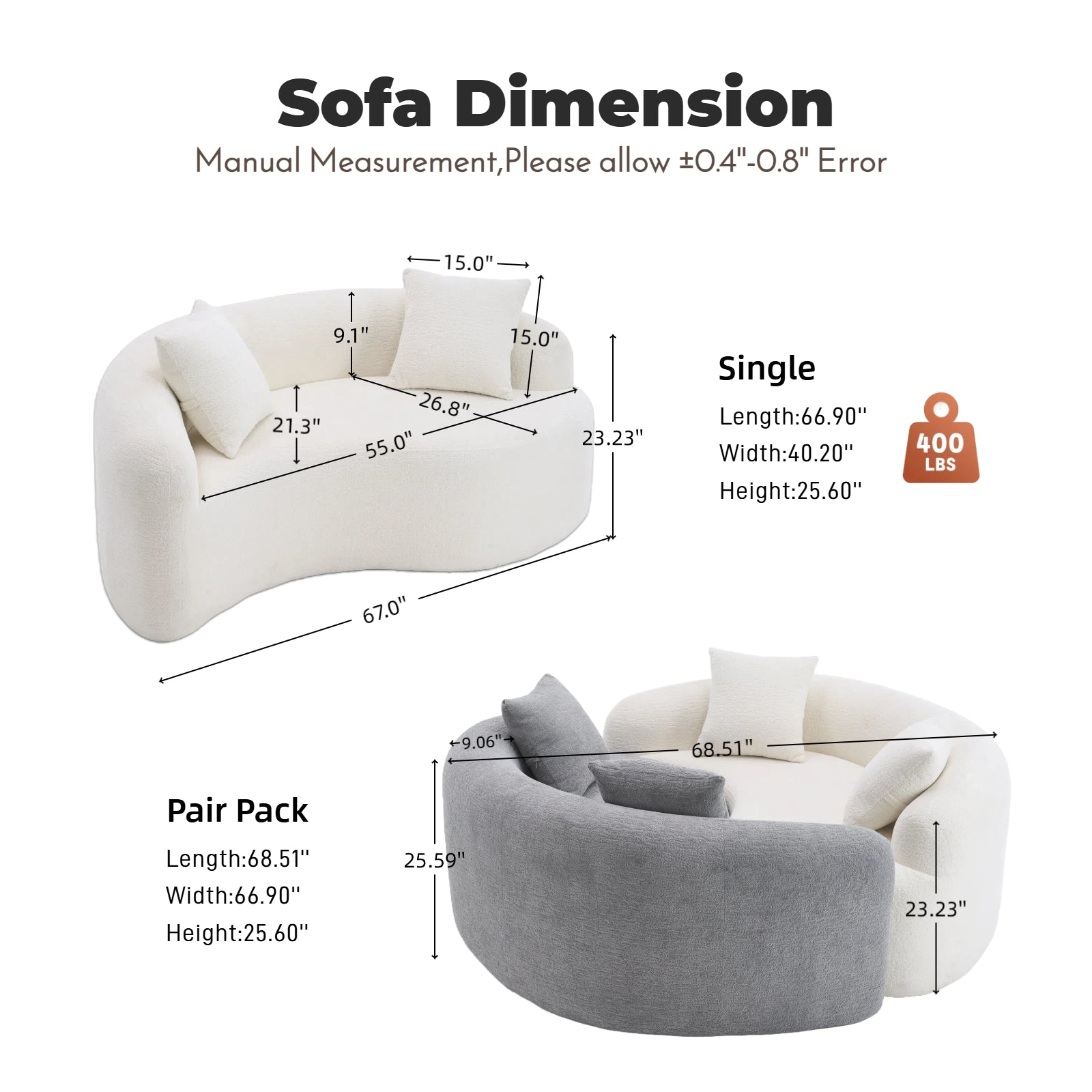 LY-042 S-Curved Chenille Sectional Sofa