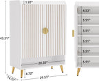29.6" White and Gold Shoe Cabinet