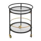 Modern Round Bar Cart with Tempered Glass Shelves