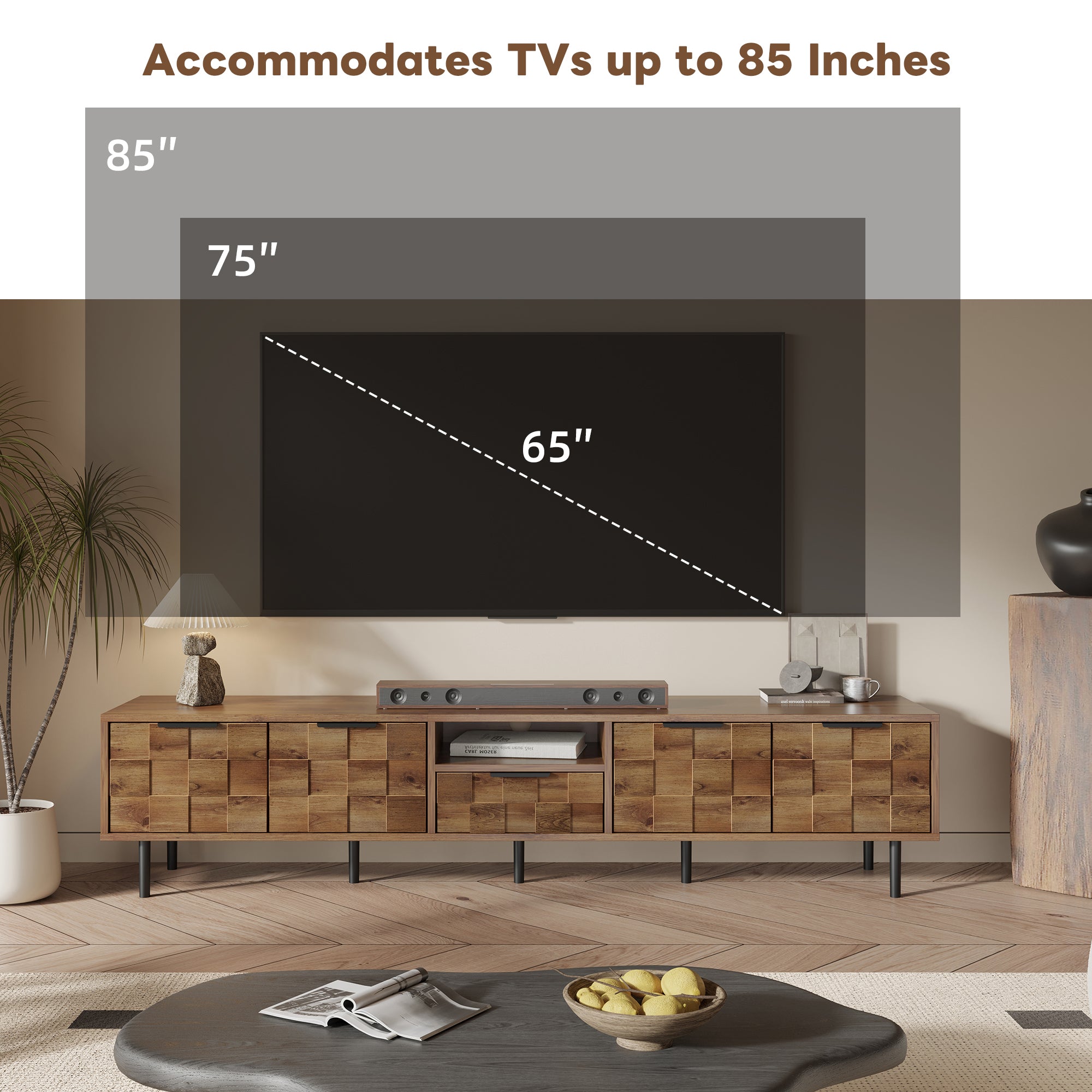 78" TV Stand for 85" 75" 65" Inch TV