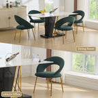 Velvet Fabric Dining Chairs With Curved Backrest and Golden Metal Legs