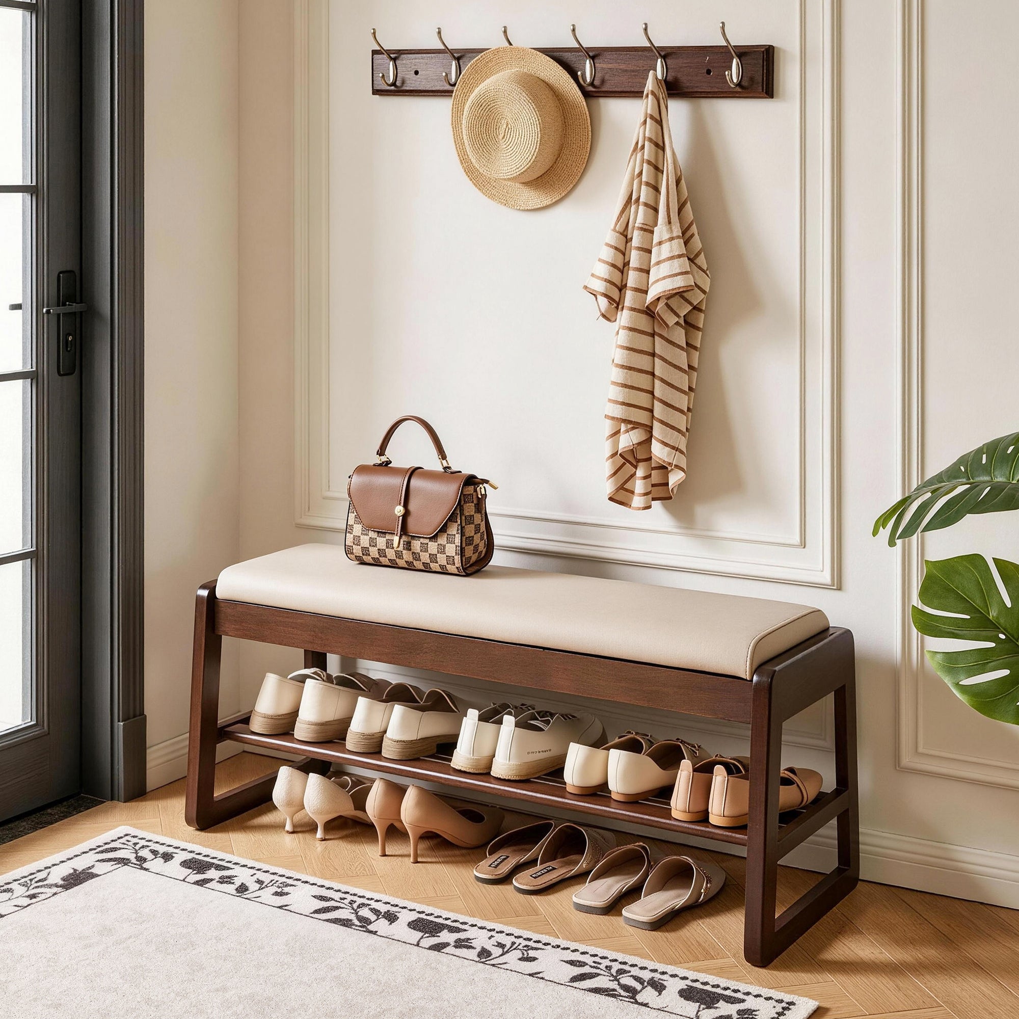 Wood Shoe Storage Bench