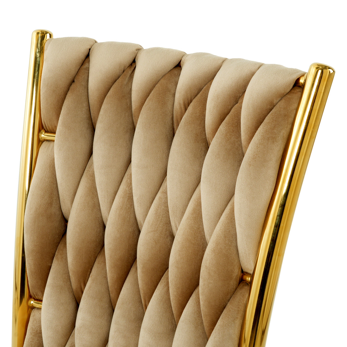 Modern Simple Velvet Dining Chair, Brown, Gold Metal Legs, Set of 2