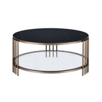Abisha Sintered Stone Top & Champagne Finish Round Coffee Table