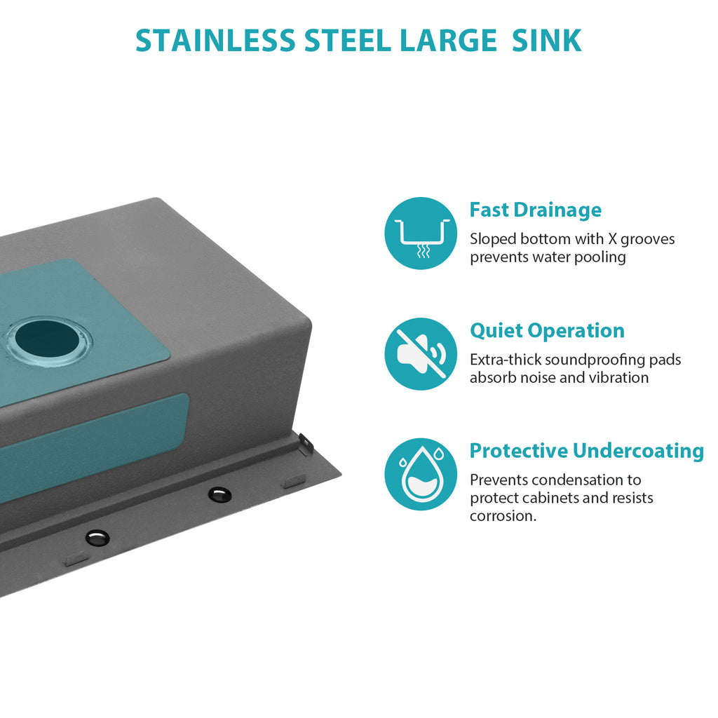 36" Drop-in Workstation Gunmetal Sink