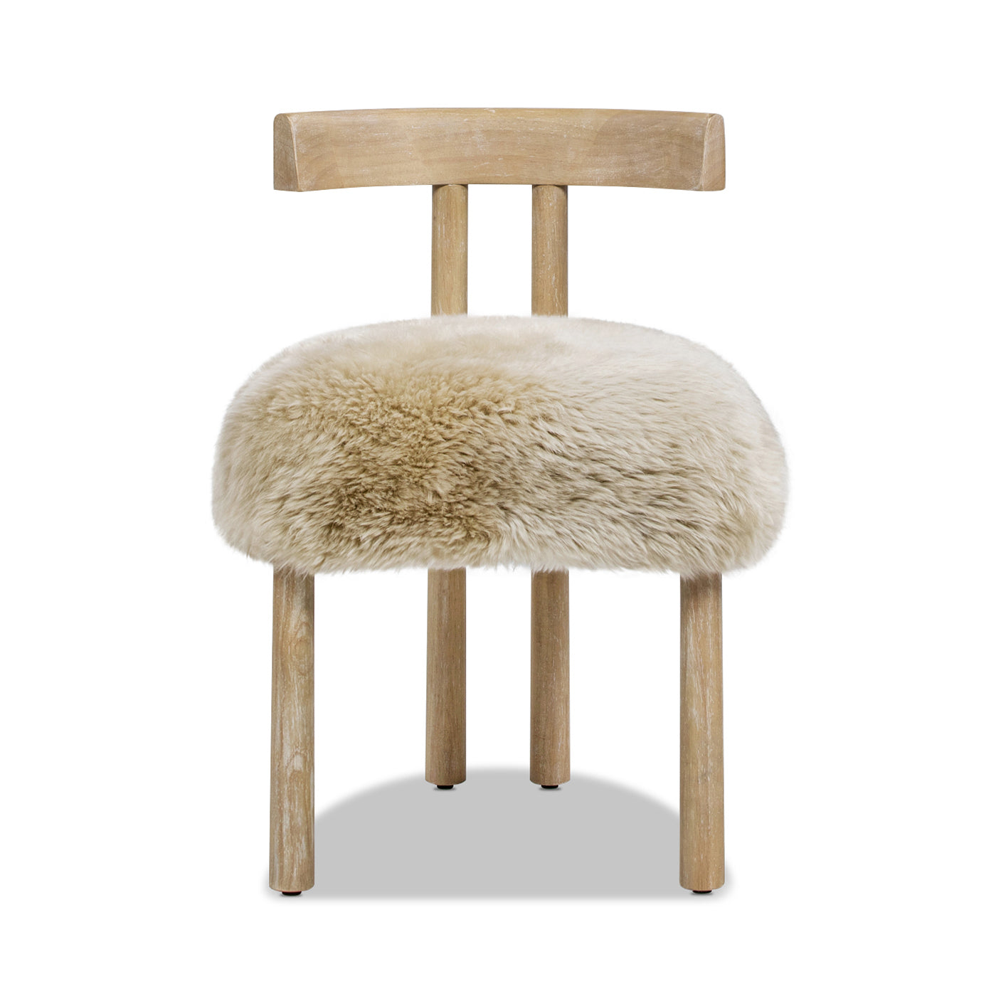 Arden 19.5" Genuine Sheepskin Fur Split Back Dining Chair