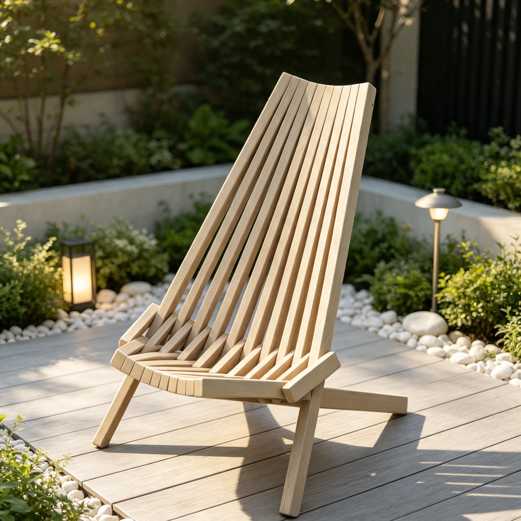 Folding Acacia Wood Outdoor Lounge Chair