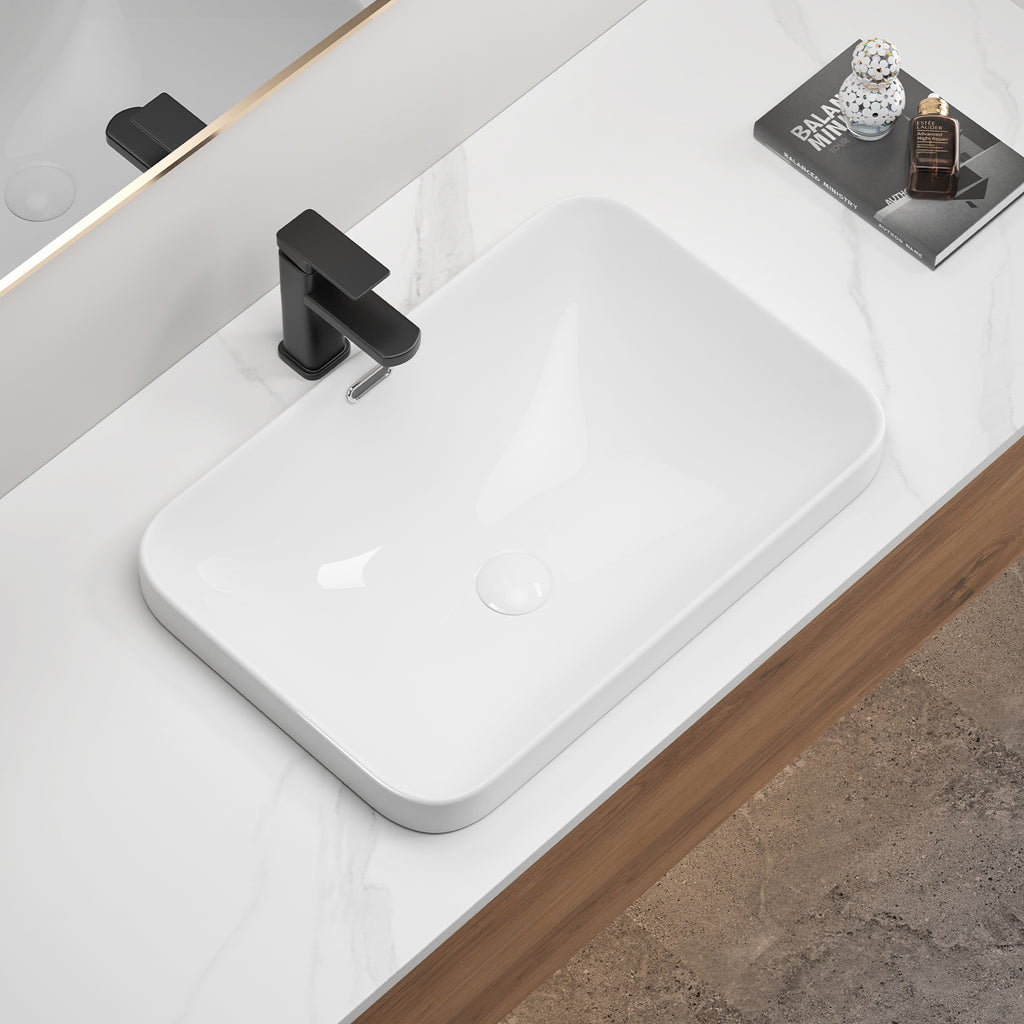 Ceramic Undermount Bathroom Sink 22.05" x 15.36" x 6.7"