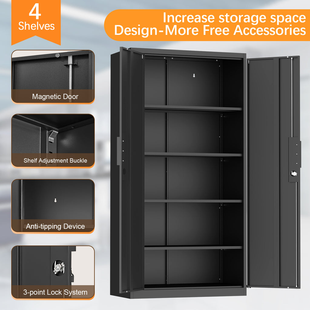 72-Inch 2-Door File Cabinet with Lock