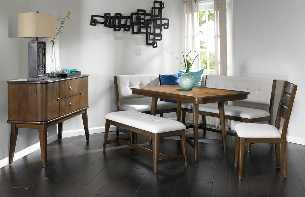 Curved Dining Bench - Mid-Century Modern Upholstered Design
