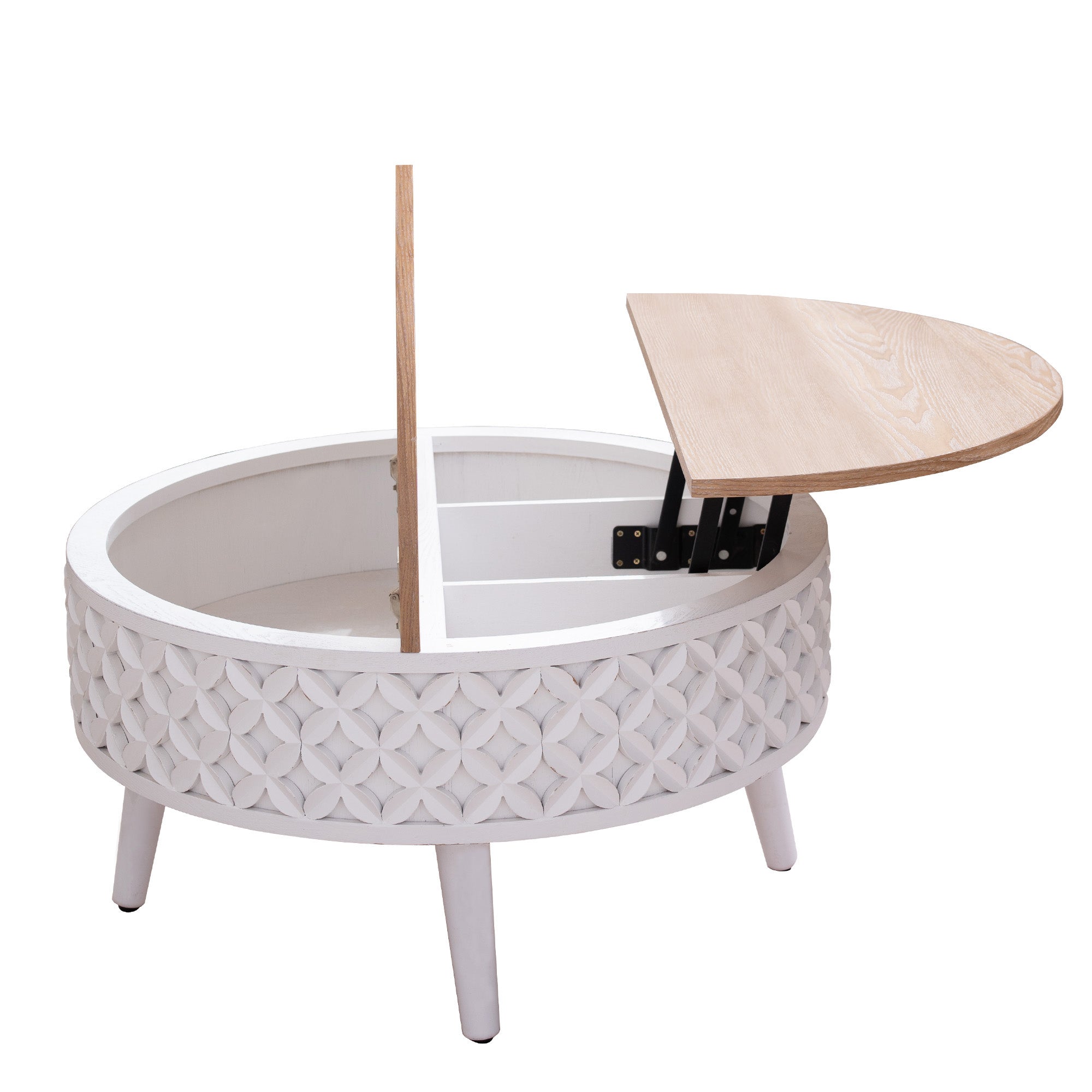 Round Coffee Table with Storage – 31.5" Lift-Top Accent Table