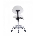 Saddle Stool Chair with Backrest - White