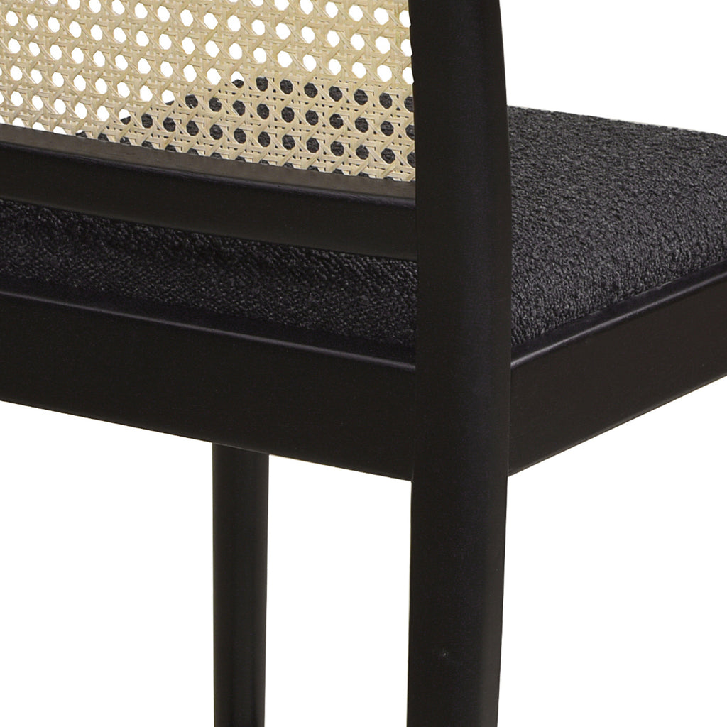 Panama 26.5" Curved Back Cane Rattan Counter Stool, Set of 2, Ebony