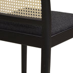 Panama 26.5" Curved Back Cane Rattan Counter Stool, Set of 2, Ebony