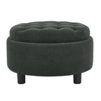 25 Inch Round Storage Ottoman with Tray