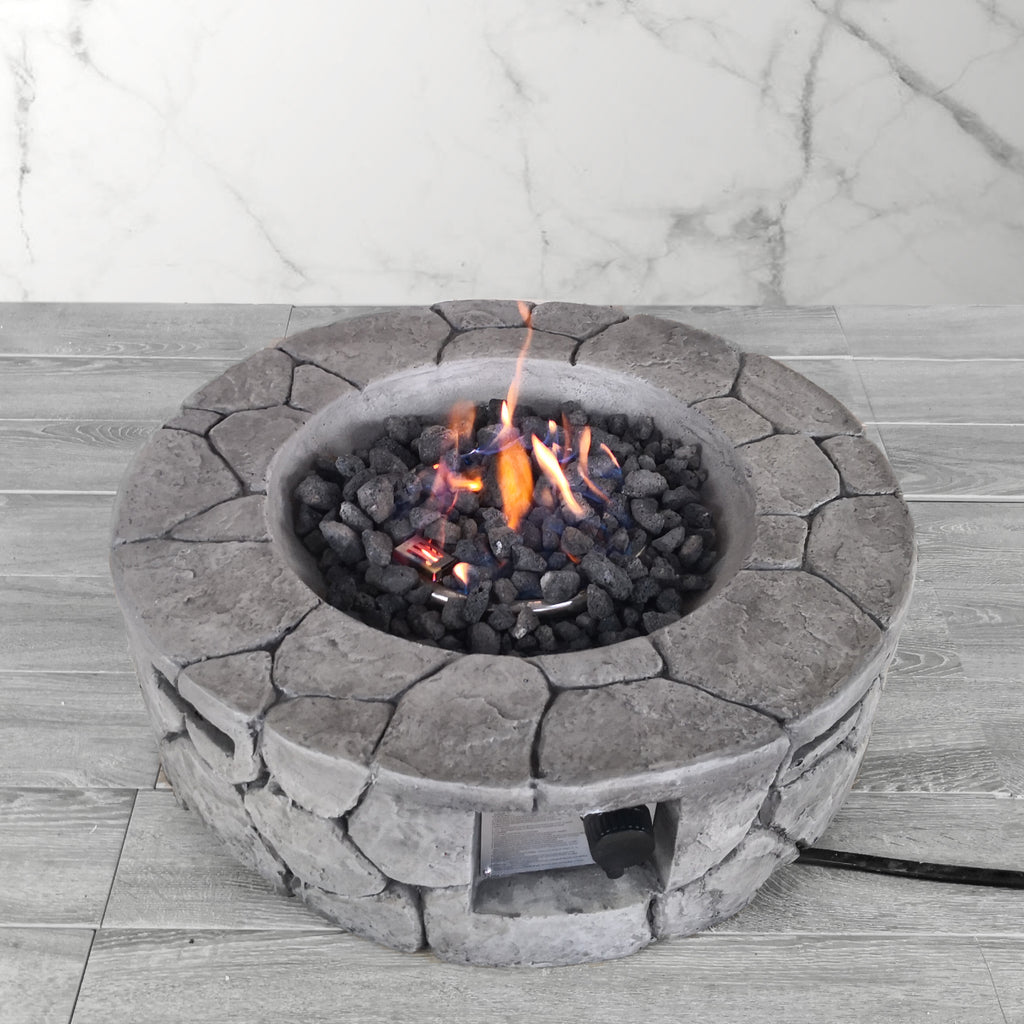 9" H x 28" W Fiber Reinforced Concrete Outdoor Fire Pit