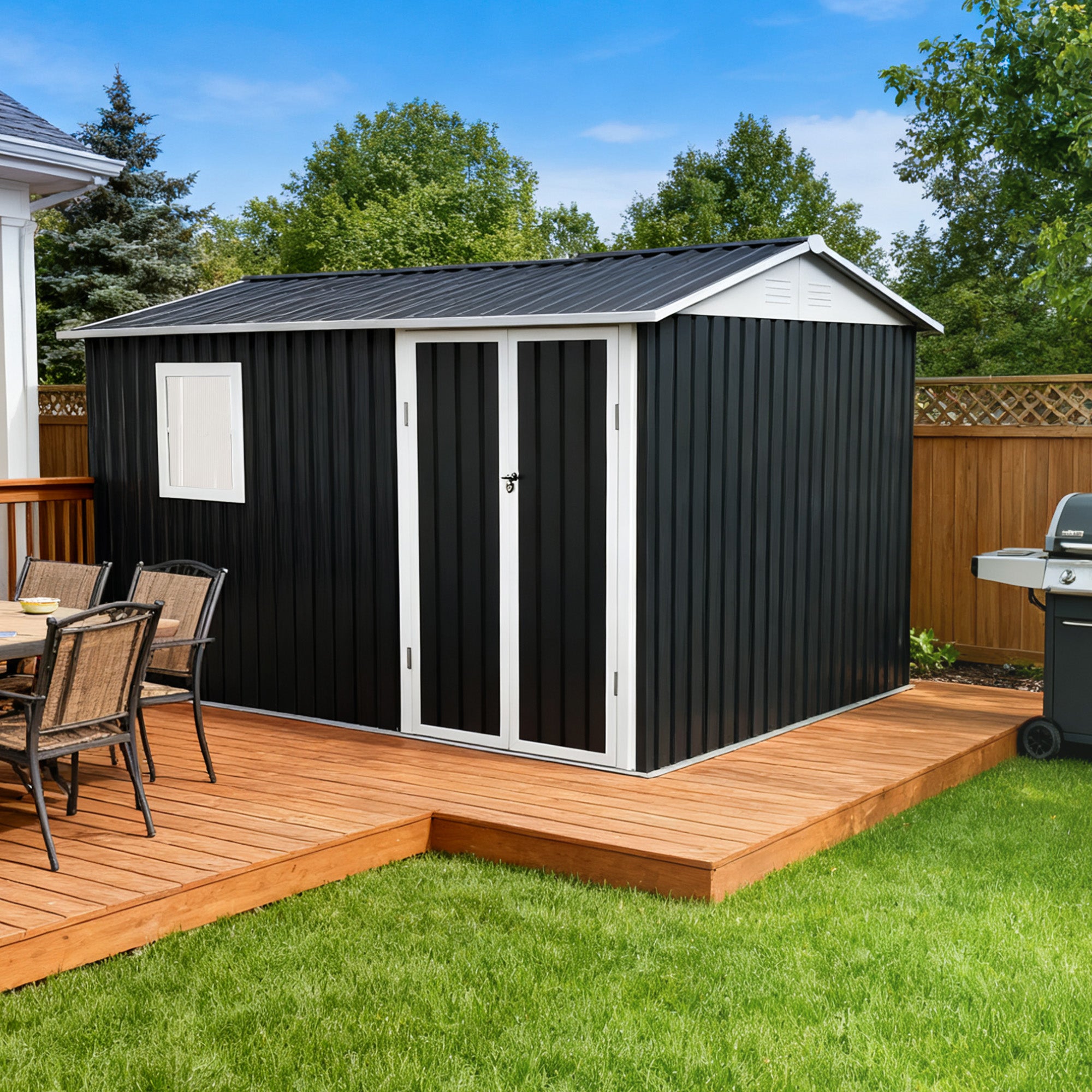 9x6 FT Metal Garden Shed for Patio and Backyard Storage