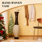 Hand-Woven PVC Rattan Look Floor Vase