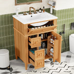 24" Bathroom Vanity with Sink and Elegant Wood Handles