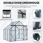 8X6FT Black Double Door Polycarbonate Greenhouse