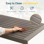 43" x 24" All-Weather Metal Outdoor Coffee Table with Wood-Look Top
