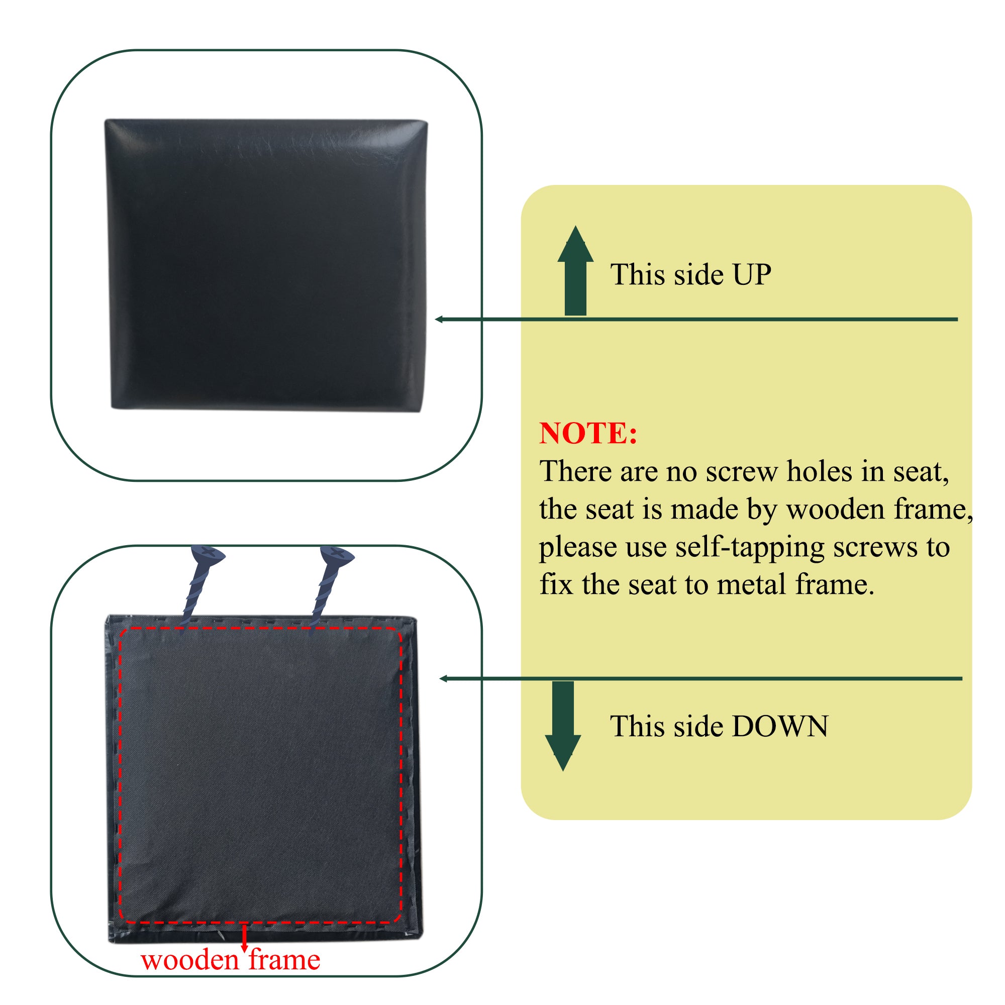 Black Bar Stool with Backrest Set of 2