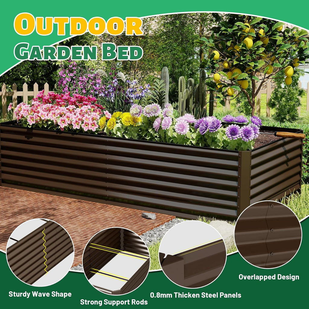 8×4×2 ft Galvanized Raised Garden Bed