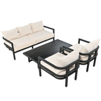 U_Style Multi-Person Outdoor Steel Sofa Set with Coffee Table