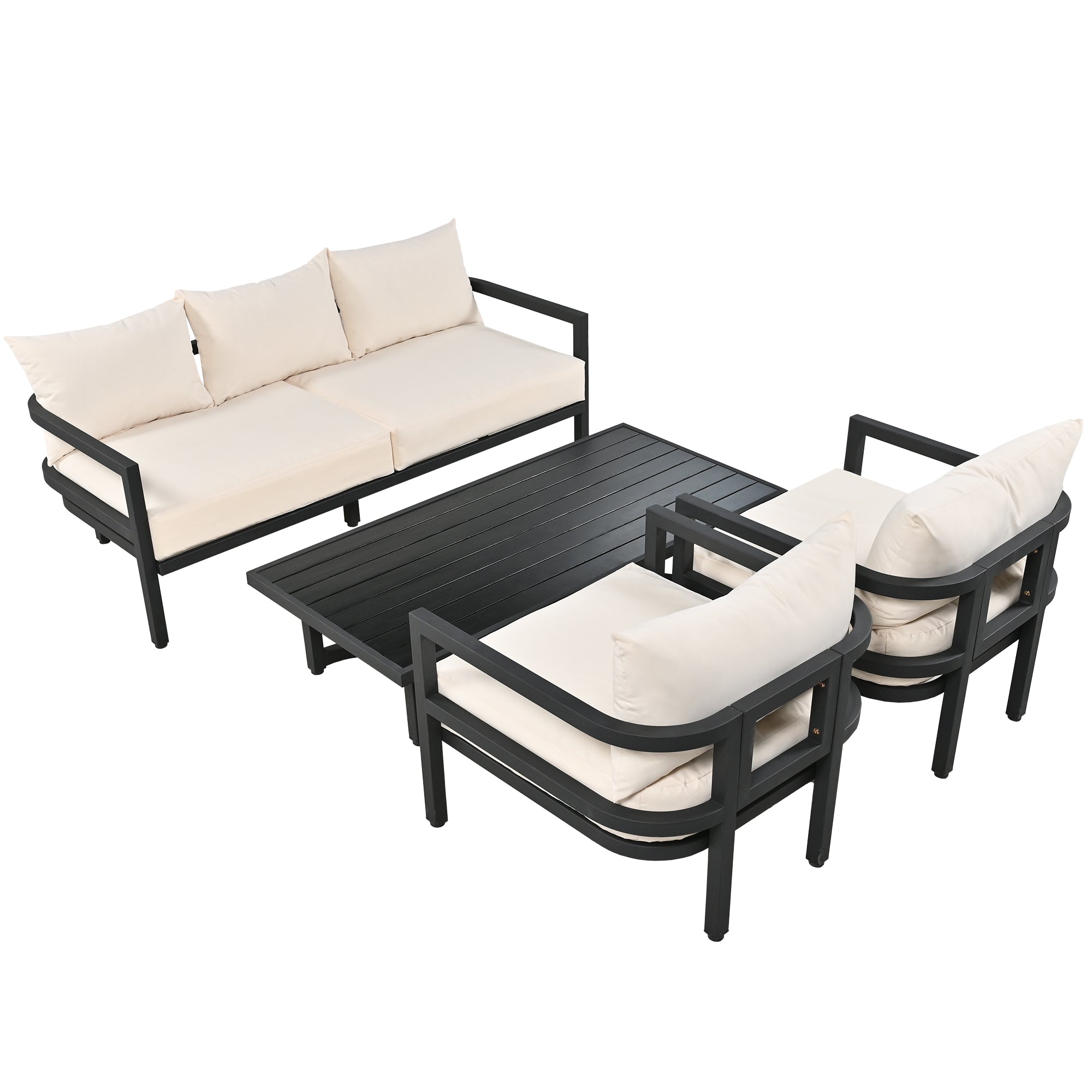 U_Style Multi-Person Outdoor Steel Sofa Set with Coffee Table