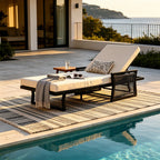 Black Iron Outdoor Chaise Lounge Set
