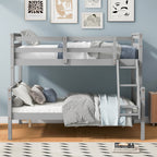 Twin Over Full Bunk Bed with Ladder, Safety Guardrail
