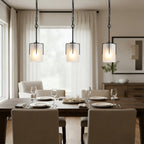 Modern Adjustable Cylindrical Pendant Light, Milky