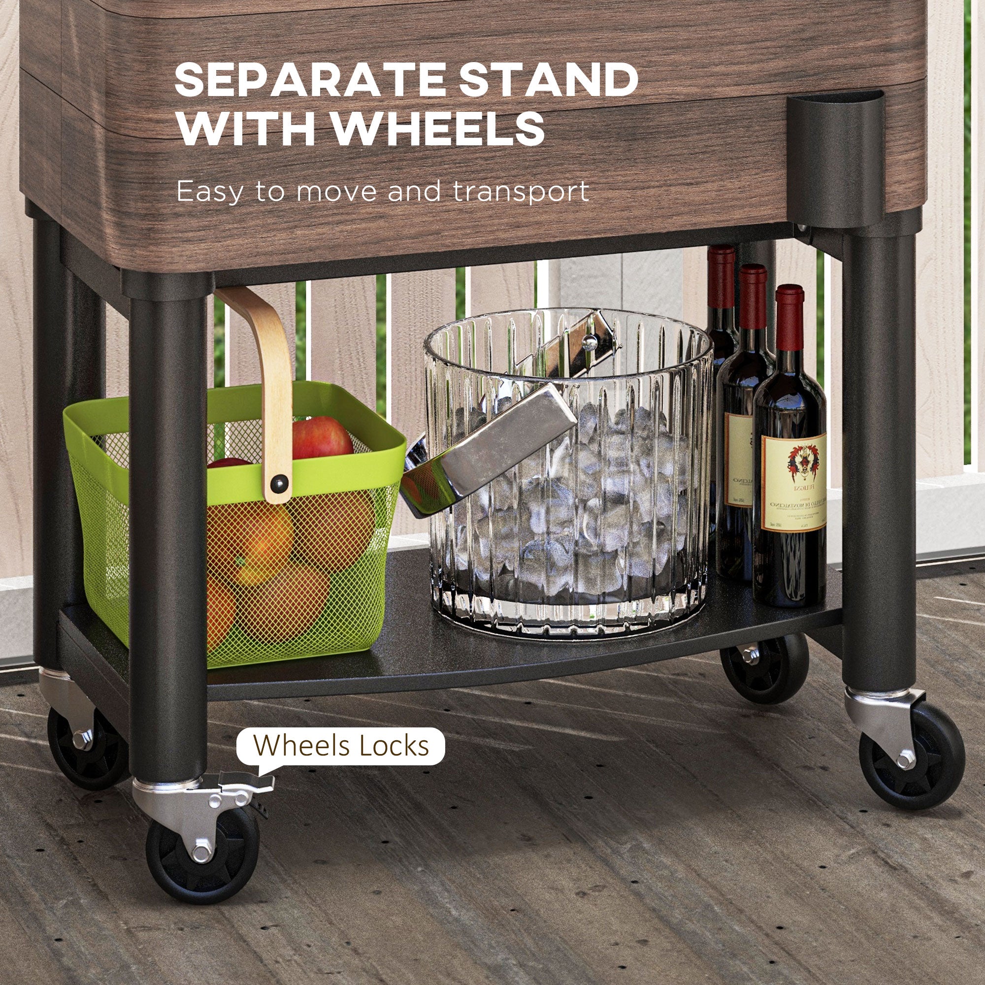 Outsunny Outdoor Cooler Cart - Rolling Beverage Ice Chest
