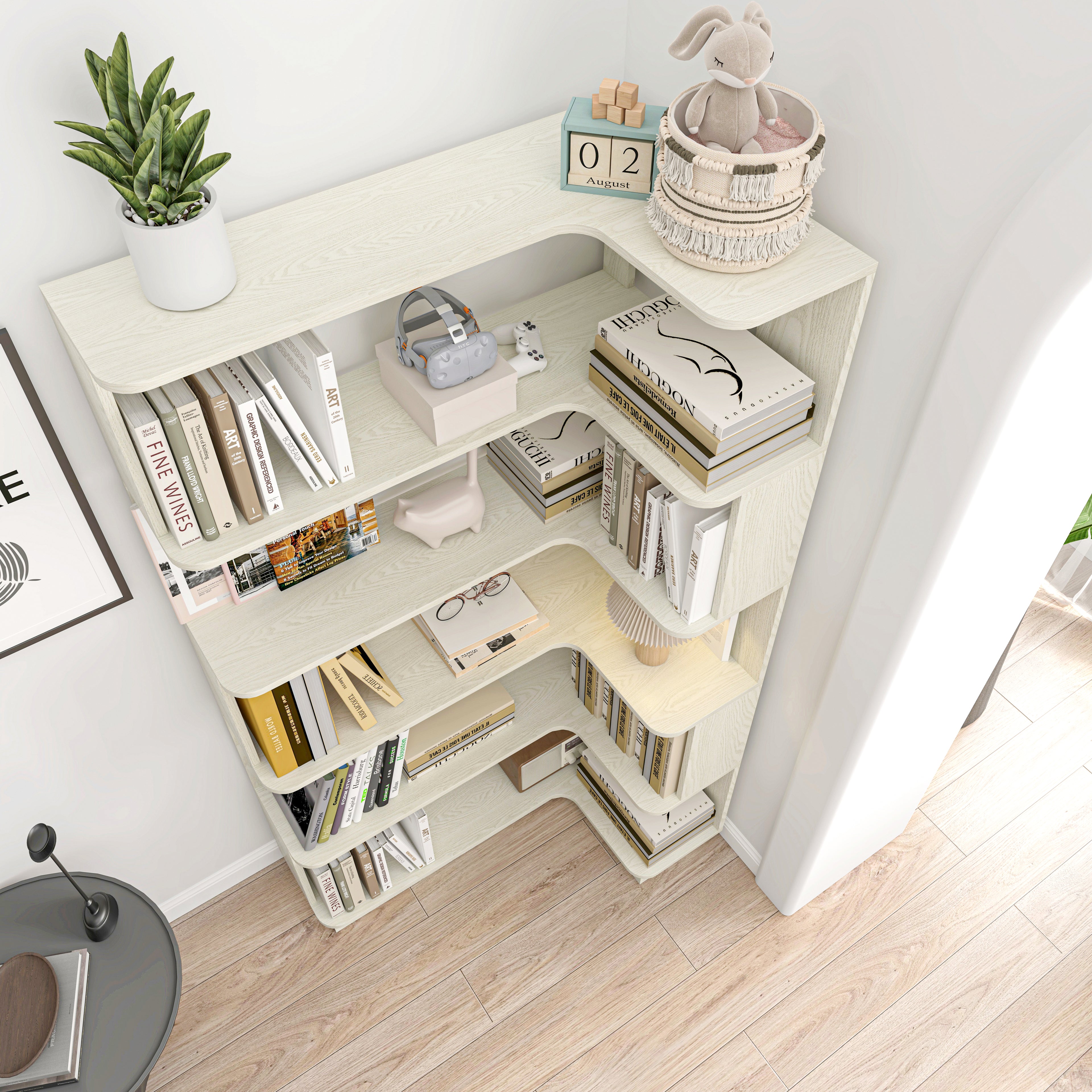 90cm Freestanding Corner Bookshelf