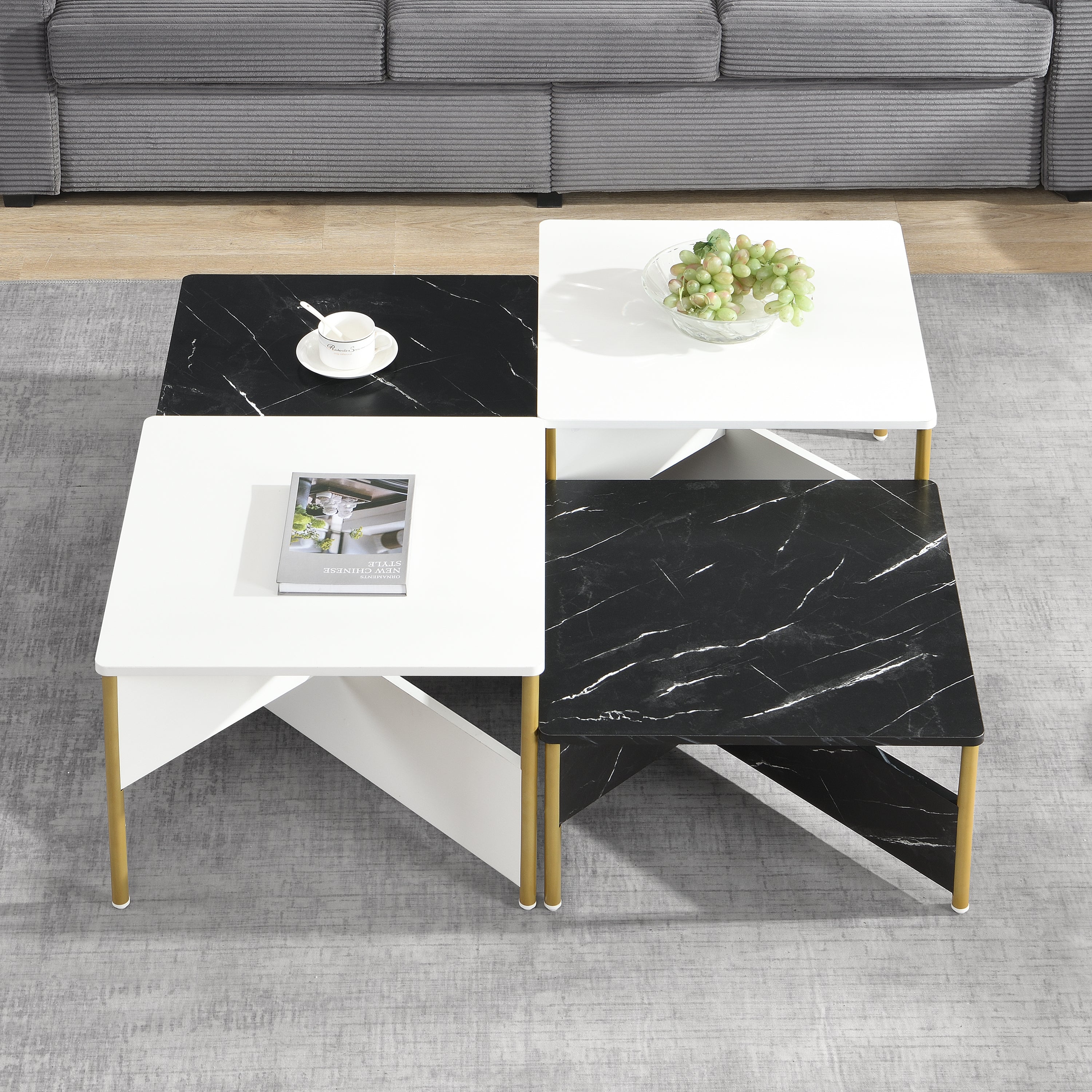 Modern Nesting Coffee Tables Set of 4 - Mid Century Modern Design