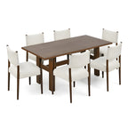 7 Pieces Modern Dining Set - Rustic Farmhouse Solid Wood