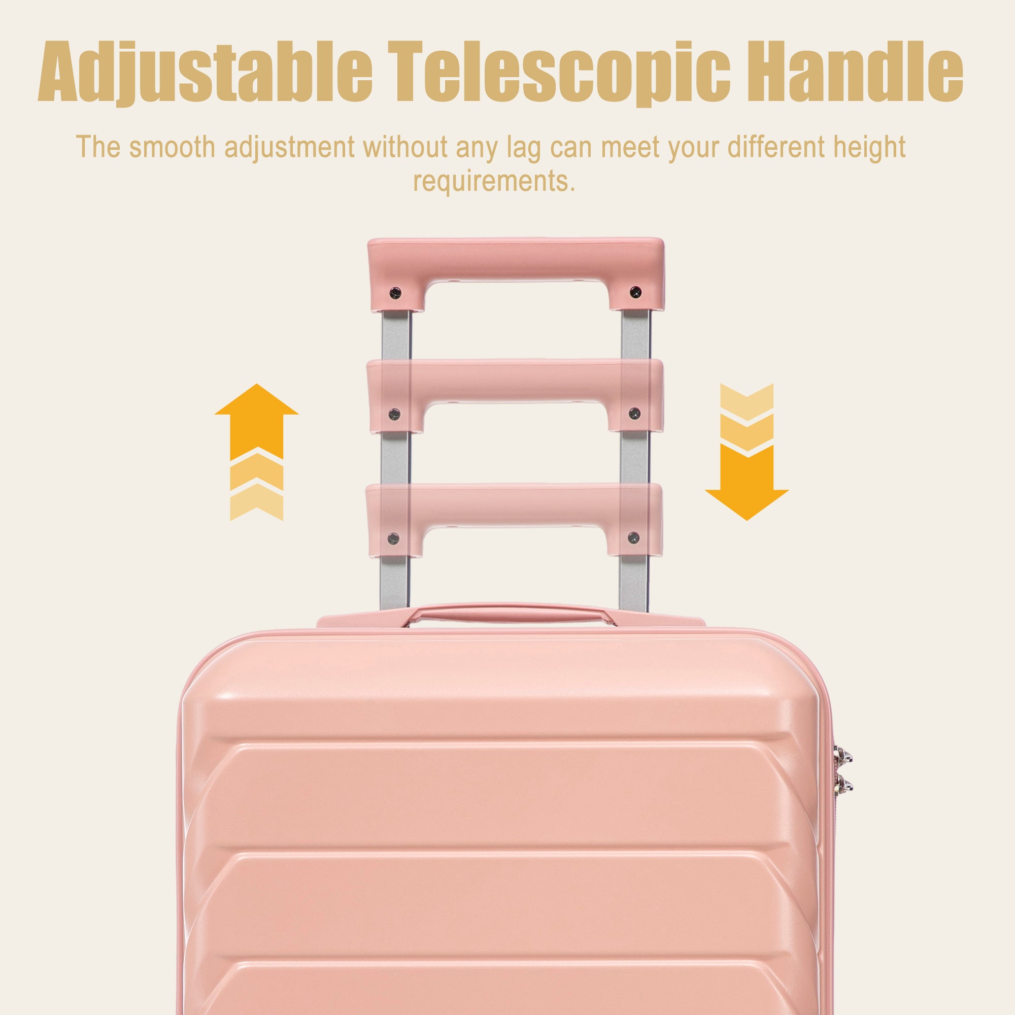 20 Inch ABS Hard Shell Travel Checked Luggage - Pink