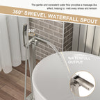 Freestanding Bathtub Faucet Waterfall Tub Filler Brushed Nickel