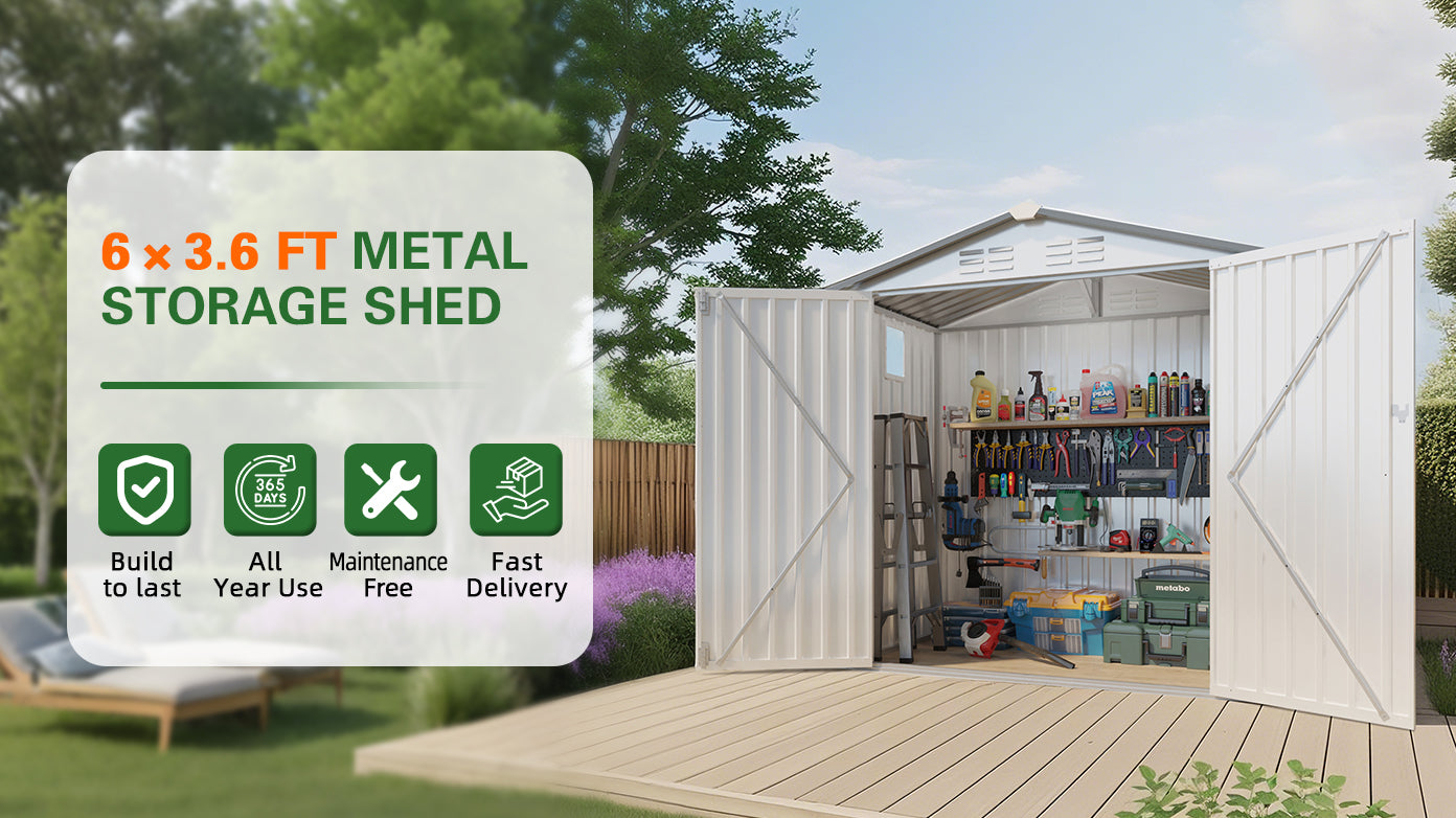 6X3.6FT Metal Storage Shed with Peaked Roof