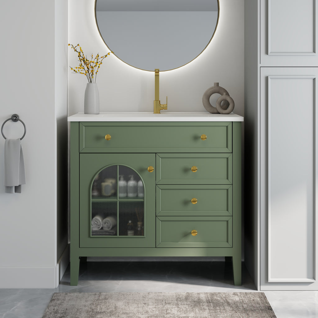 35.6" Mid-Century Bathroom Vanity Sink