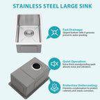 12 Inch Undermount Sink - 12" x 18" x 8" Stainless Steel
