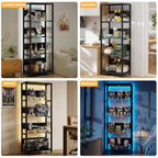 4-Tier Glass Display Shelf with RGB Lights