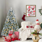 4FT Prelit Flocked Christmas Tree with Pine Needles & Eucalyptus Leaves