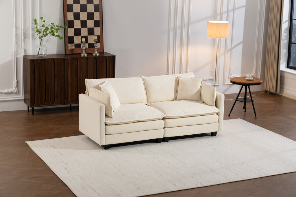 Modern 2-Seat Sectional Sofa with Waist Pillows