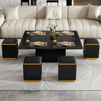 VIBE HAUS Lift-Top Coffee Table with Storage Stools
