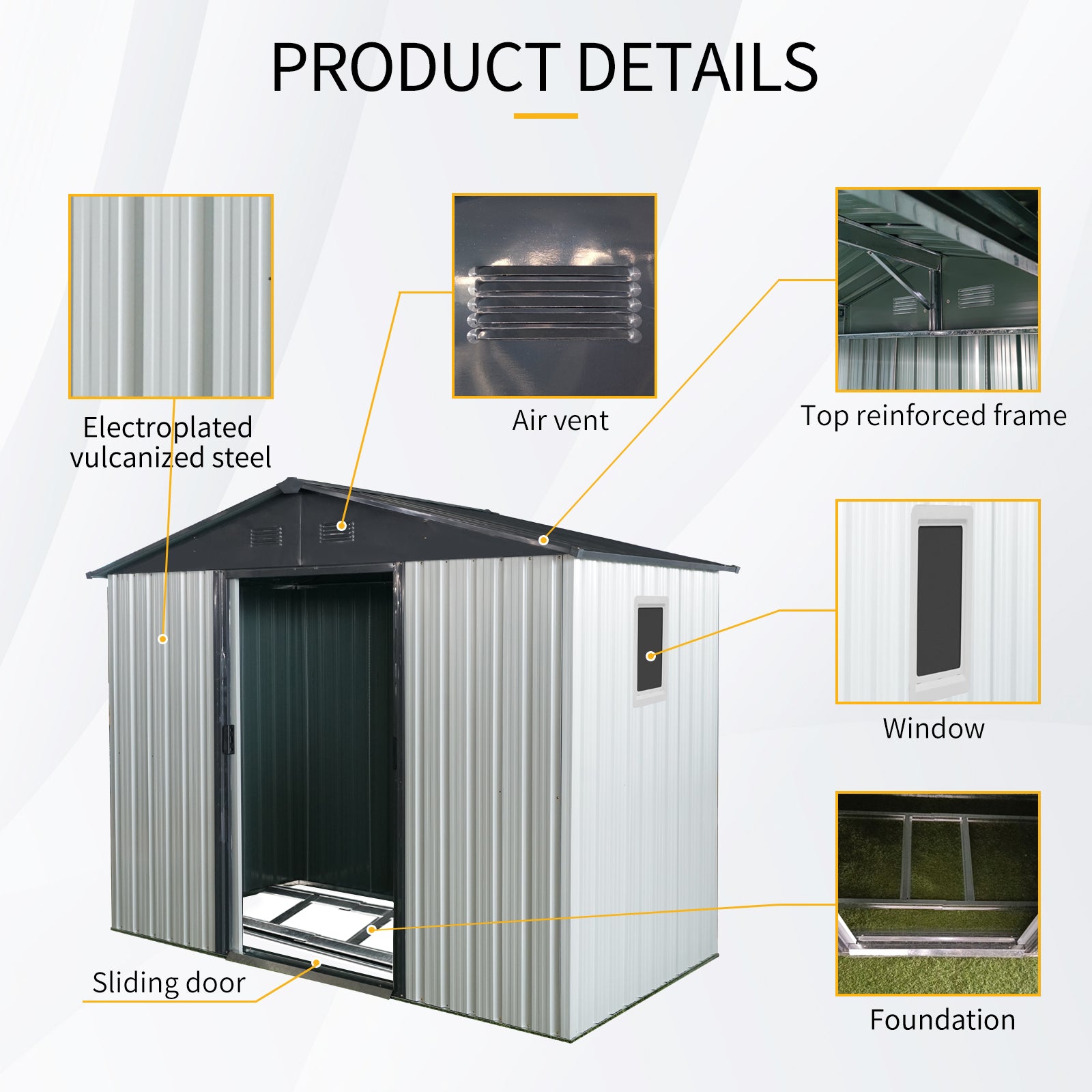 8ft x 4ft Outdoor Metal Storage Shed with Window
